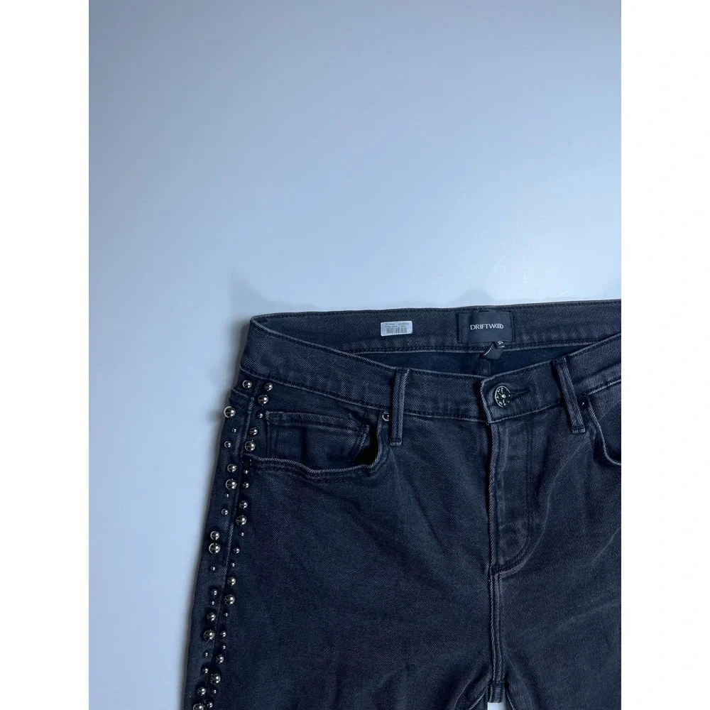 Driftwood Jackie Dressy Studded Skinny Jeans for Summer Black Frayed Hem W29 L28